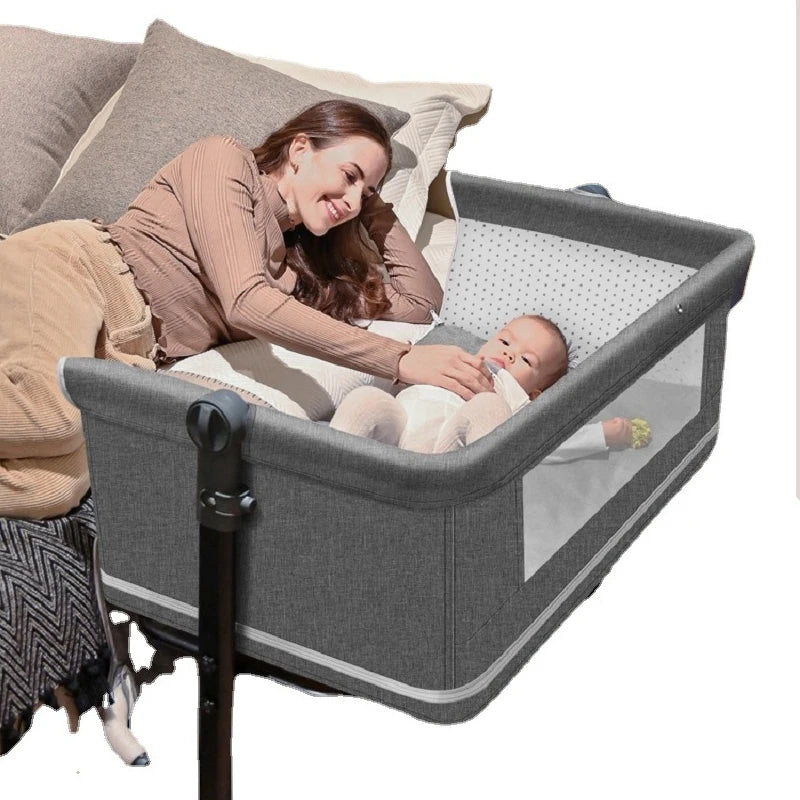 Multi functional newborn crib Cradle Foldable mobile splicing big bed Baby crib Baby game fence 