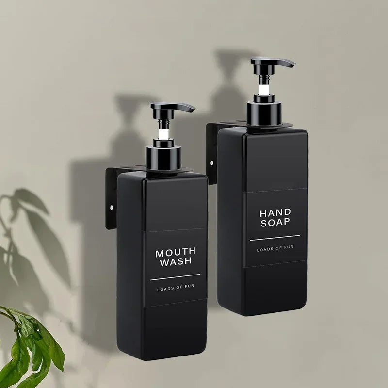 500ml Square Bottle With Label&amp;Rack Soap Dispenser Refillable Empty Shampoo Hand Sanitizer Conditioner Container for Bathroom