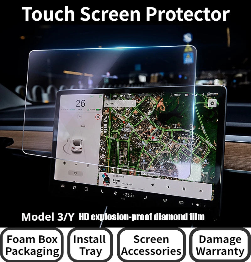 Touch Screen Protector for Tesla Model 3 Y 15 Inch Center Control Screen Glass Film Tempered Glass Navigation Protection