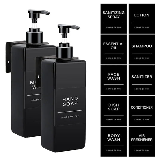 500ml Square Bottle With Label&Rack Soap Dispenser Refillable Empty Shampoo Hand Sanitizer Conditioner Container for Bathroom