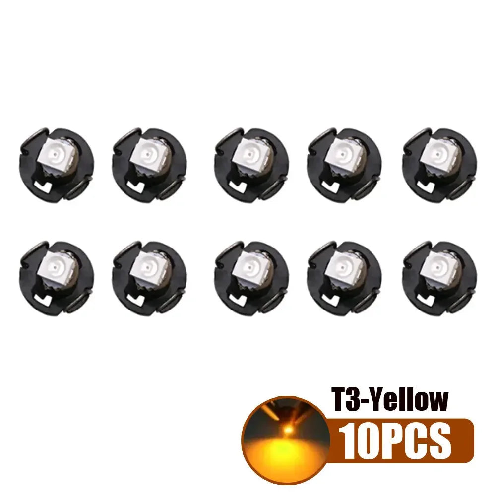 10Pcs T3 LED 3528 1SMD Instruments Panel Light Car Cluster Gauges Dashboard Lamp Wedge Bulbs Universal Car Lights Accessories