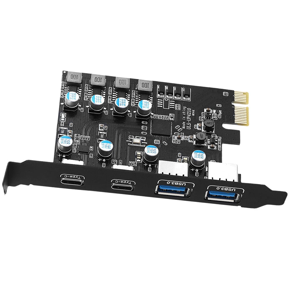 PCI Express Card  2Port USBA/ USBC 5Gbps USB3.2 Gen1 USB3.0 PCIE Card Expansion Add on Card Adapter for Windows/MacOS/Linux