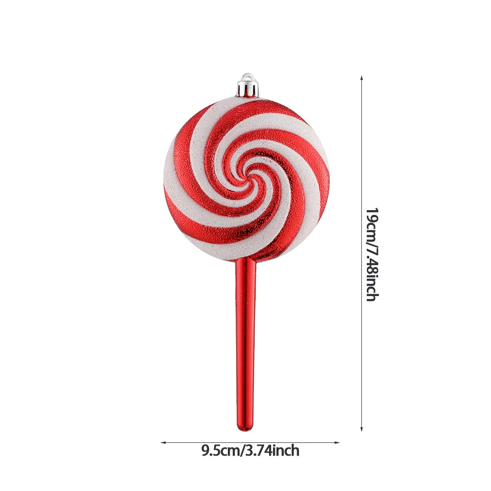 1Pcs 16CM Christmas Candy Pendant Red White PVC Painted Lollipop Cane Christmas Tree Decoration Christmas Home Decor Kids Gifts