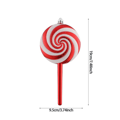 1Pcs 16CM Christmas Candy Pendant Red White PVC Painted Lollipop Cane Christmas Tree Decoration Christmas Home Decor Kids Gifts