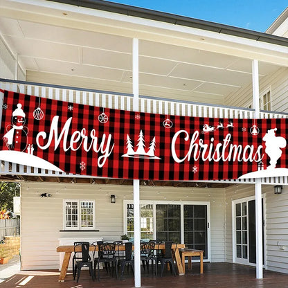 Christmas Outdoor Banner Flag Merry Christmas Decoration for Home 2024 Xmas Ornament Navidad Natal Noel Gift Happy New Year 2025