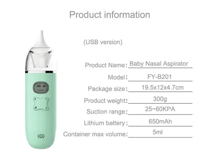 Baby Electric Nasal Aspirator Vacuum Nose Cleaner For Children Nasal Suction Device Nose Wash Fly Syringe Mucus Remover Things