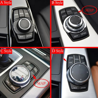 For BMW 1 2 3 4 5 6 7 Series X1 X3 X4 X5 X6 F10 F30 F15 F16 5pcs Aluminium Alloy iDrive Center Multimedia Buttons Cover Trim