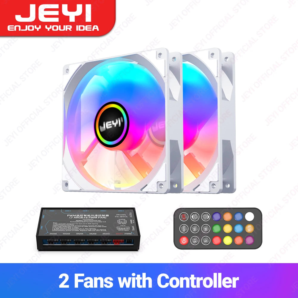 JEYI 120mm PC ARGB Cooling Fan AURA SYNC RGB Computer Fans Ultra Silent Heatsink Ventilador with 4PIN PWM and 5V 3PIN ARGB Port