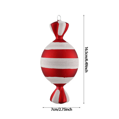 1Pcs 16CM Christmas Candy Pendant Red White PVC Painted Lollipop Cane Christmas Tree Decoration Christmas Home Decor Kids Gifts