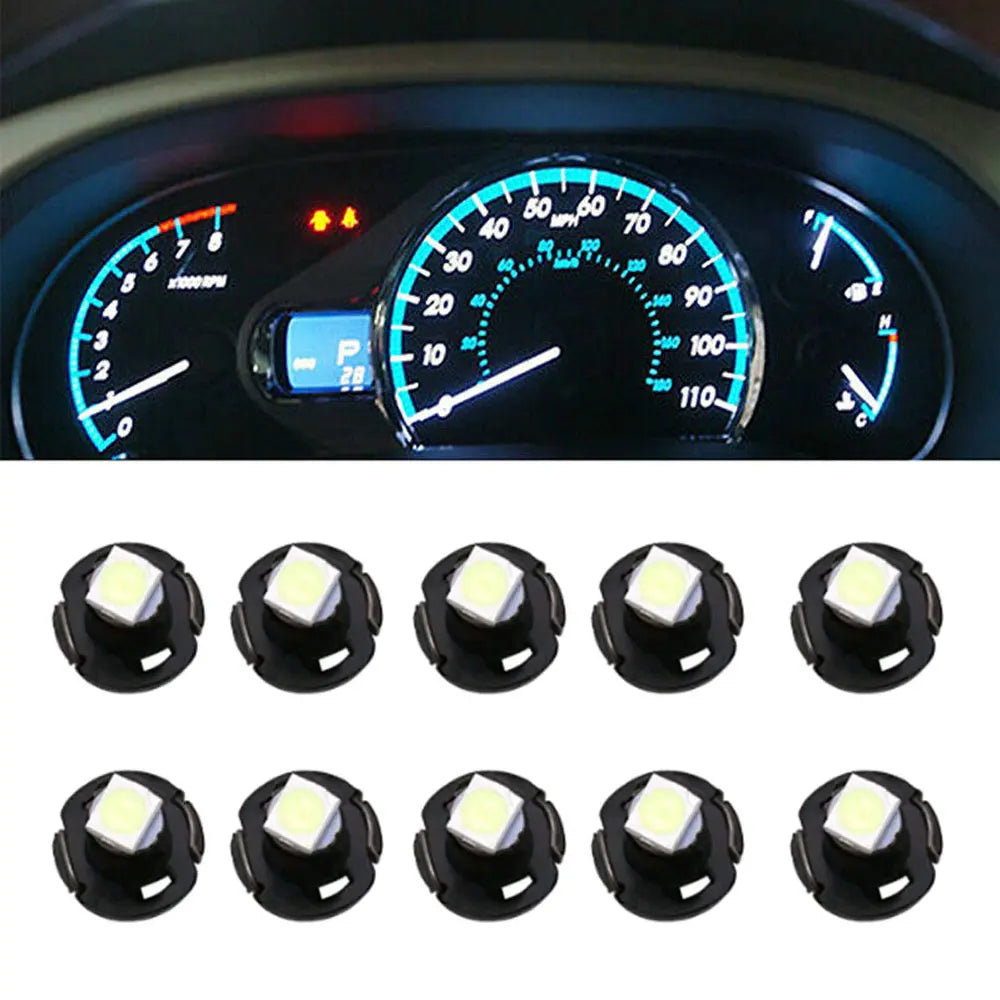 10Pcs T3 LED 3528 1SMD Instruments Panel Light Car Cluster Gauges Dashboard Lamp Wedge Bulbs Universal Car Lights Accessories