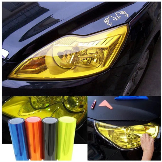 PVC Car Headlight Lamp Film Fog Lamp Sticker Car Headlight Tailing Molding Foil Self-Adhesive Car Accessories 