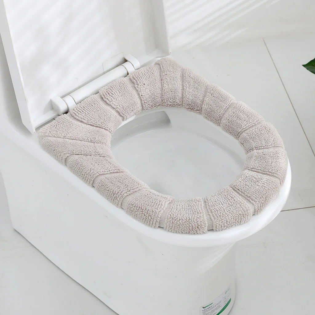 Winter Warm Toilet Seat Cover Waterpoof Soft Closestool Mat Bathroom Pad O-shape Toilet Seat Bidet Toilet Cover Accessories