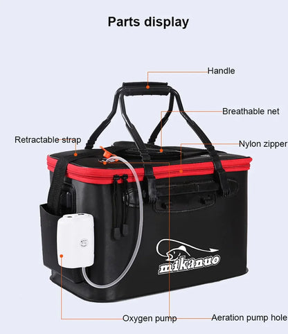 Mikanuo EVA Portable Folding Bucket For Fish Water With Handle Leakproof Outdoor Fishing Gear Black/Orange Tackle Bag