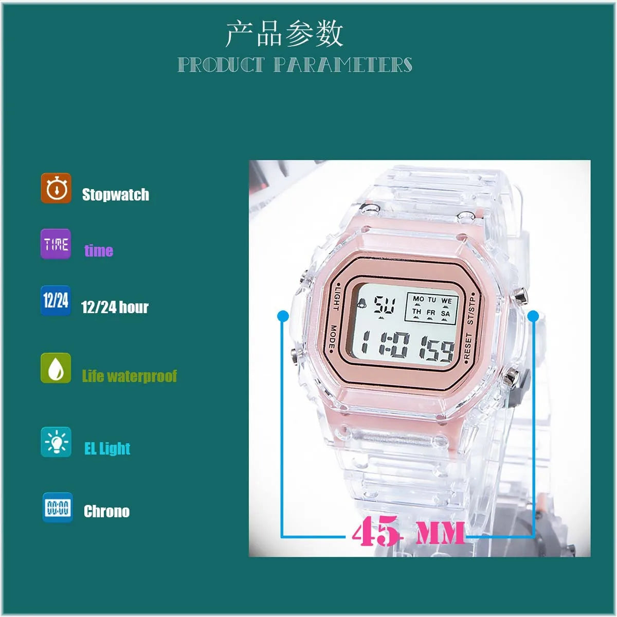 PCV/F91W Steel Strap Watch LED Digital Watch Square Women Watches Vintage Sports Military Watches Electronic Wrist Band Clock