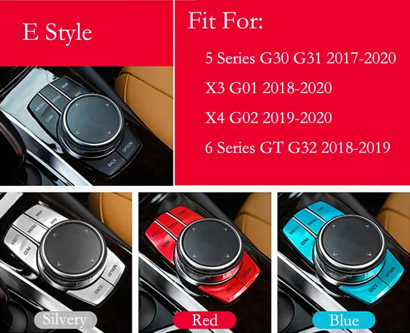 For BMW 1 2 3 4 5 6 7 Series X1 X3 X4 X5 X6 F10 F30 F15 F16 5pcs Aluminium Alloy iDrive Center Multimedia Buttons Cover Trim