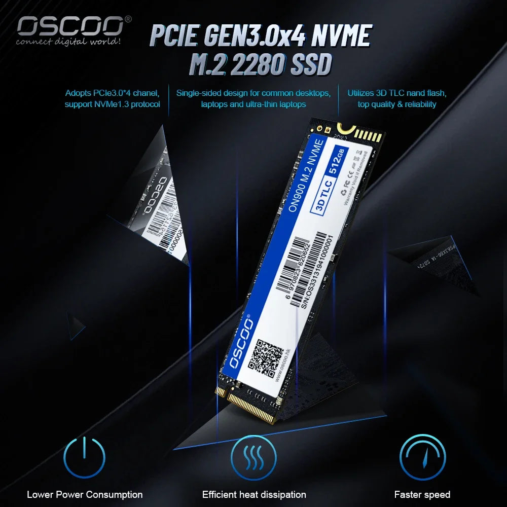 OSCOO M.2 2280 Internal solid-state drive NVMe 256GB 512GB SSD PCIe3.0 X4 3D TLC Hard Disk for Laptop Desktop Factory price