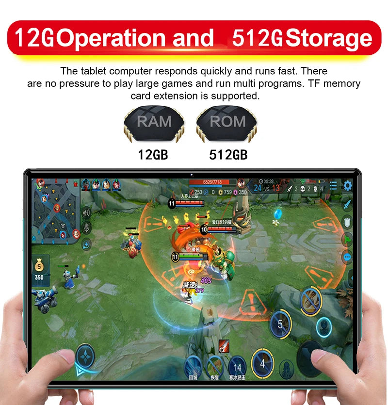 2024 New Global Version Android 12.0 Tablet Pad 5 Pro Max 12GB+512GB 10.1 Inch Screen Tablet Android Tablet Pc 4G WiFi Tablet