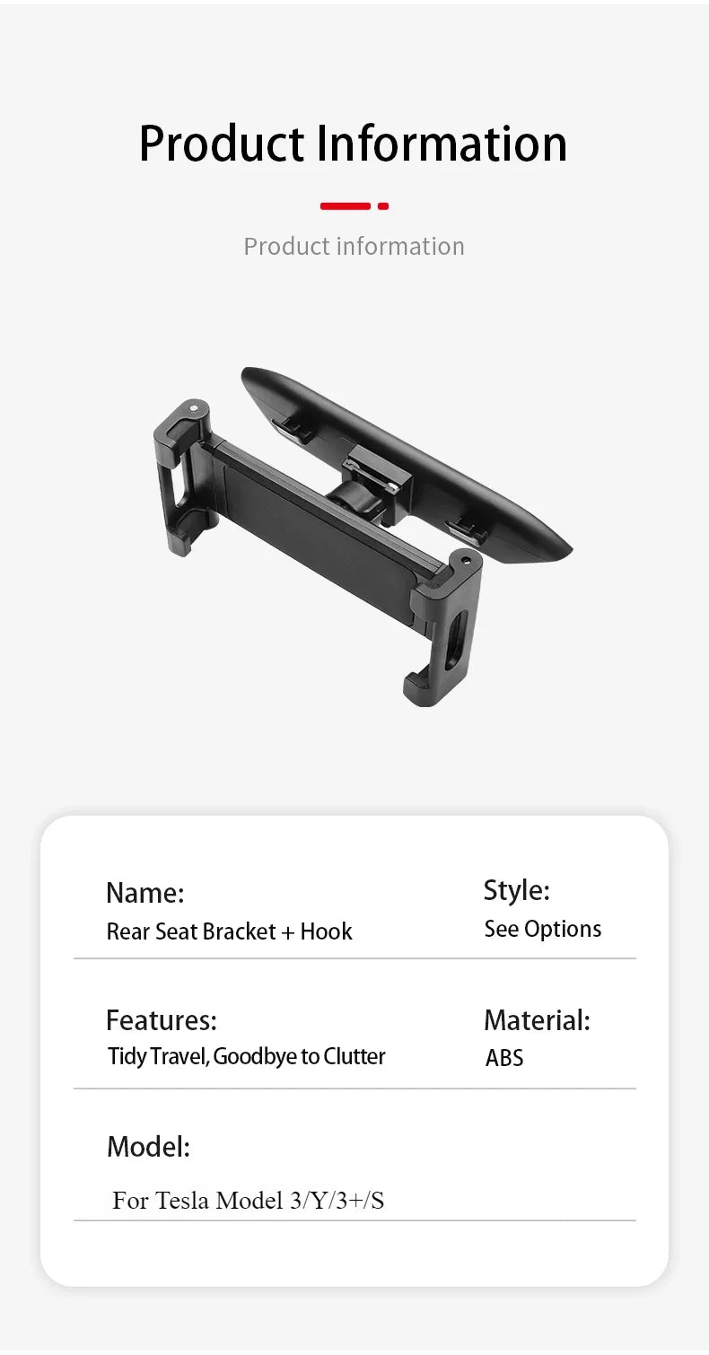 Car Back Seat Headrest Mount Holder For Tesla Model 3/Y/S/3+ 360 Rotation Tablet PC Auto Model3 Highland 2024 Phone Holder Stand