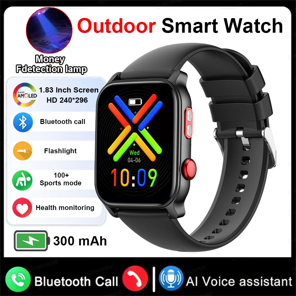 2025 New Flashlight Smart Watch Woman Men HD Touch Screen BT Call Multi Sport Mode Health Monitoring IP68 Waterproof Smartwatch