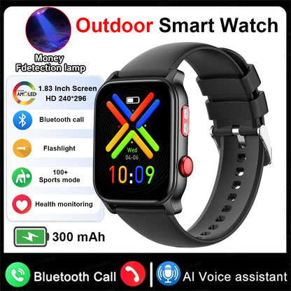 2025 New Flashlight Smart Watch Woman Men HD Touch Screen BT Call Multi Sport Mode Health Monitoring IP68 Waterproof Smartwatch