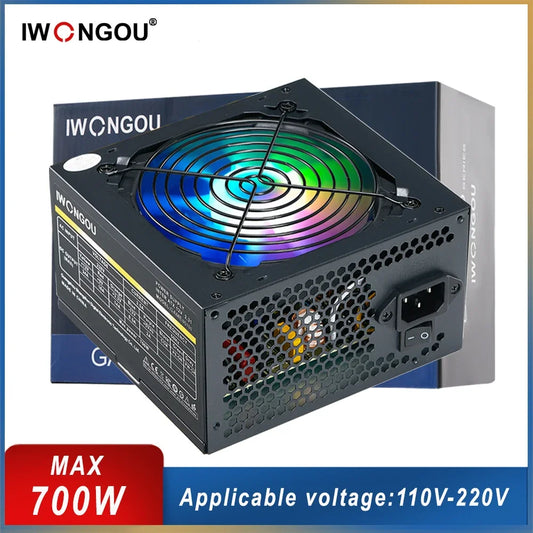 Power Supply for PC 600w 700w PC Gamer Source IWONGOU Active PFC DC-ATX 500w Source RGB Fan 110V 220V DIY Gaming Computer PSU 