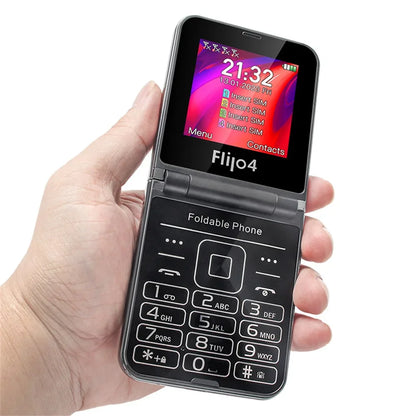 UNIWA F265 Fold Flip Phone 2G Mobile Phone for Elderly Dual Screen Single Nano Big Push-Button  1400mAh Battery