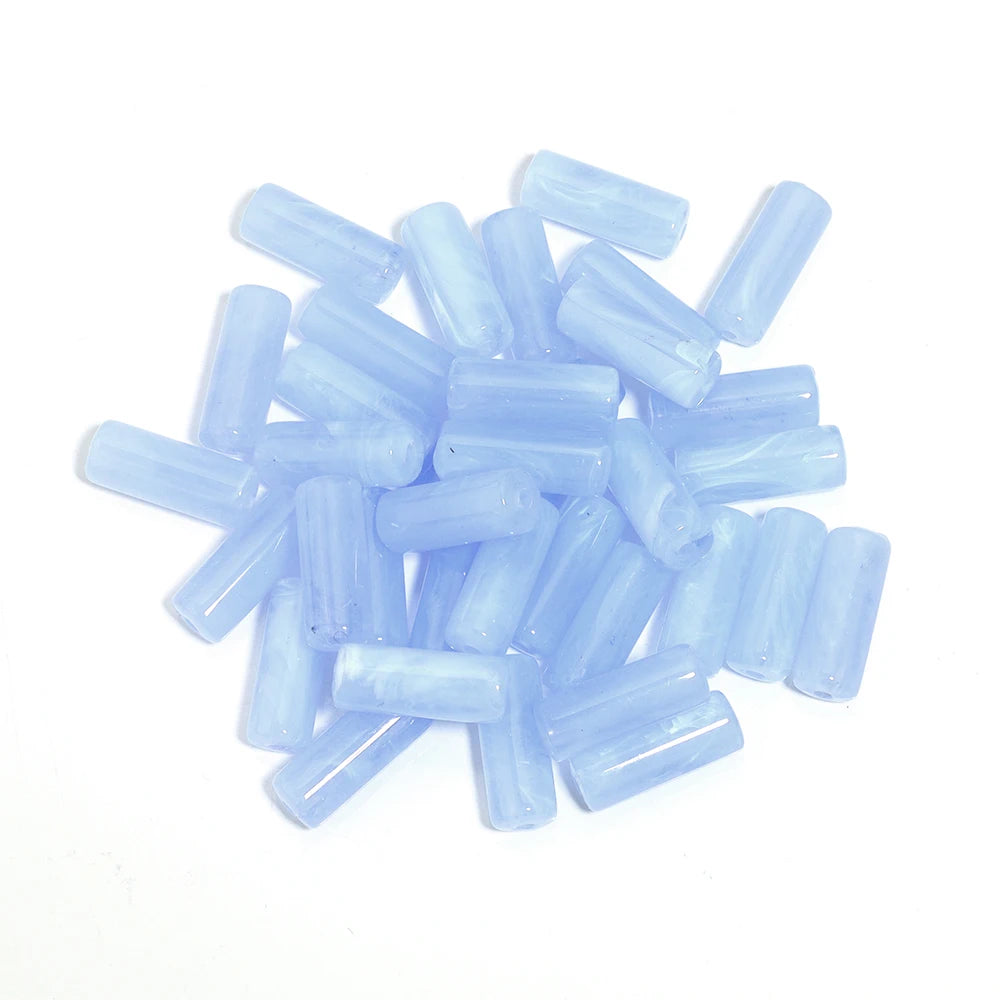 50pcs/lot Acrylic Beads Cylinder Shape Imitation Stone Tube Spacer Beads for Jewelry Making DIY Necklace Pendant Accessories