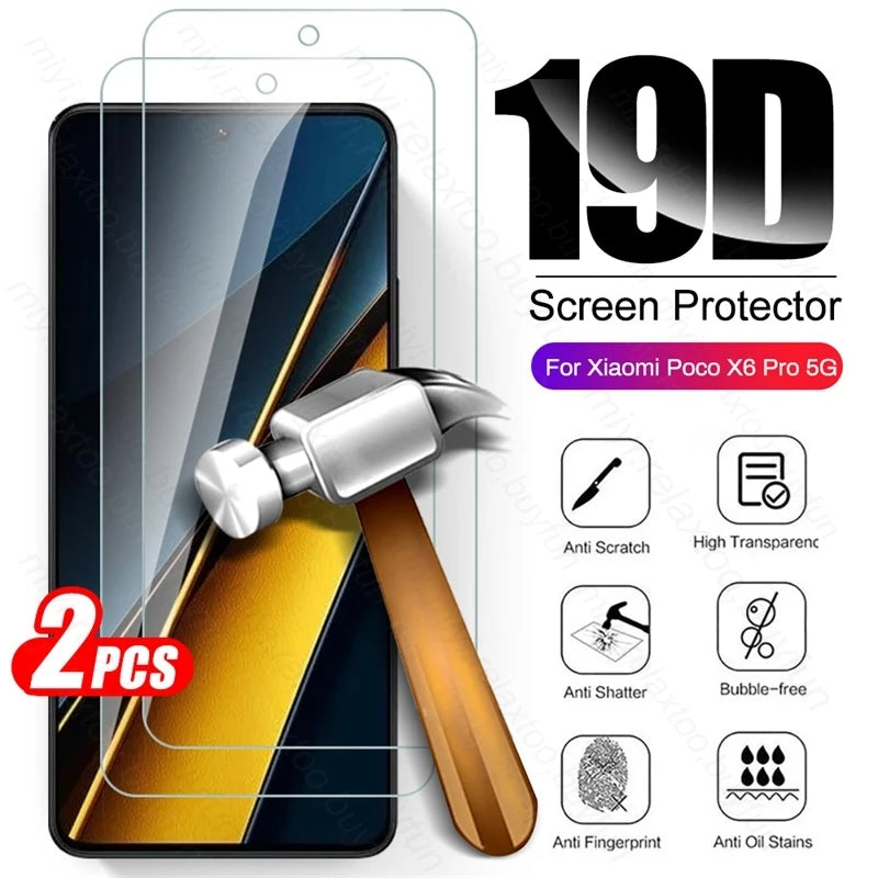 2PCS Tempered Glass Full Cover Screen Protector Case For Xiaomi PocoX6 Poco X6 Pro 5G Protective Glass On Poko Little X6Pro X 6