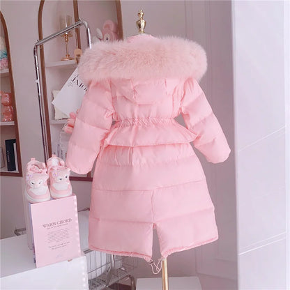 2023 New Thick Warm Long Coats Children's Outdoor Clothes Winter Jacket For Girls Fashion Hooded Outerwear Kids Cotton Parkas