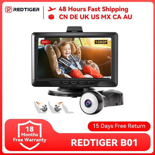 REDTIGER  4.4" Baby Car Camera 1080P HD Recording Full-Color Night Vision  Infant Safety Car Seat Camera with 140° Wide Angle