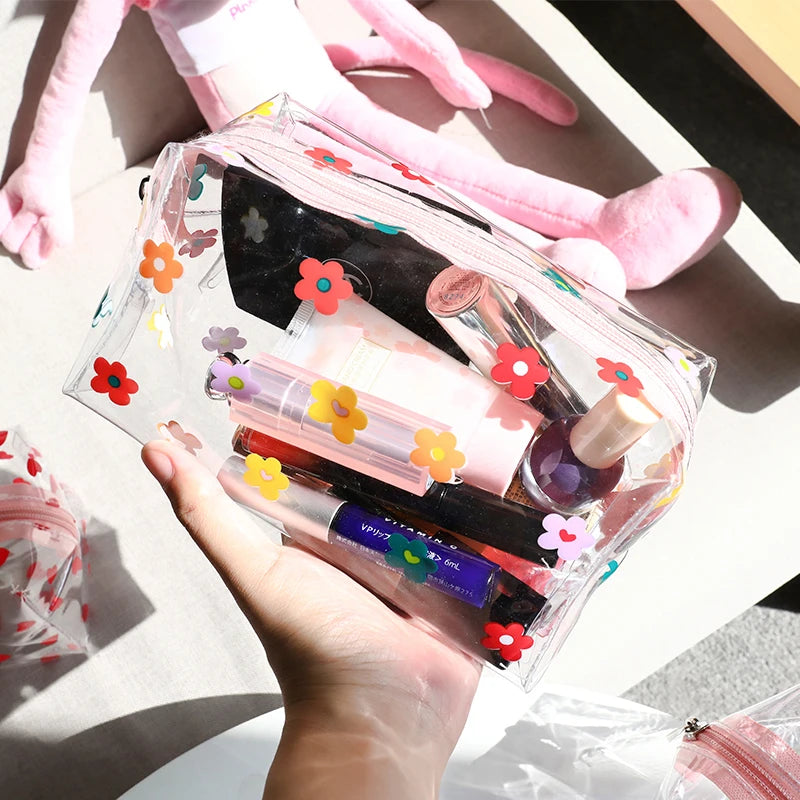 Kawaii Transparent Pencil Case Large Capacity Pen Box Ladies Cosmetic Bag Back to School Office Supplies Cute Stationery