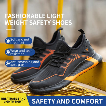 Large Size 50 Safety Shoes Men Anti-Smashing Steel Toe Cap Puncture Proof Indestructible Light Breathable Sneaker Work Shoes