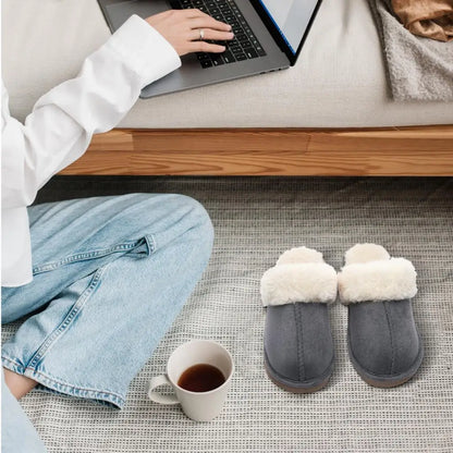 Comwarm Fuzzy House Slippers For Women Winter Plush Slippers Soft Flats Fluffy Furry Slippers Warm Home Slippers Indoor Outdoor