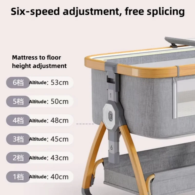 Crib Mobile Multi-functional portable  0-2 years old crib folding high and low adjustable cradle bed Baby patchwork bb bed