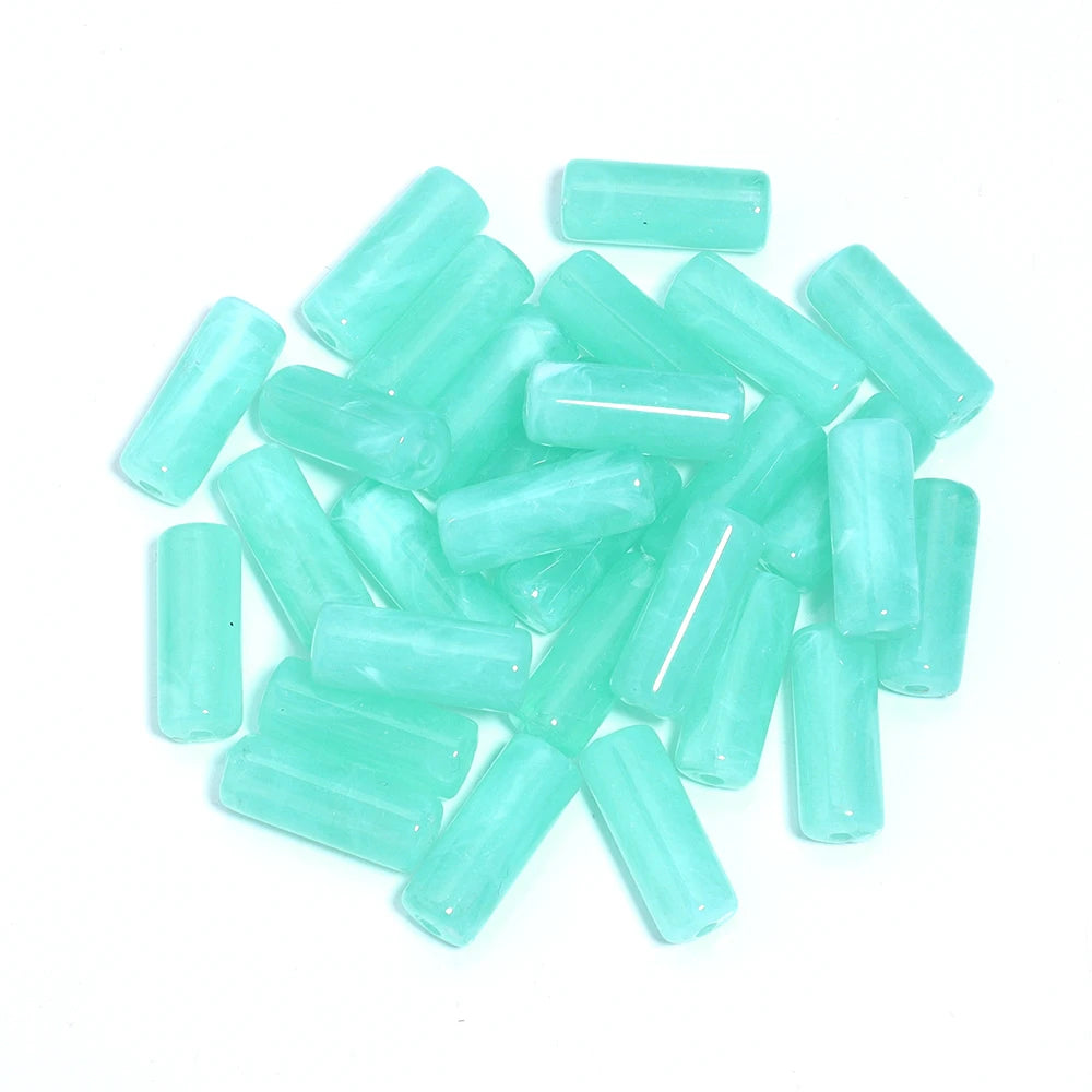 50pcs/lot Acrylic Beads Cylinder Shape Imitation Stone Tube Spacer Beads for Jewelry Making DIY Necklace Pendant Accessories