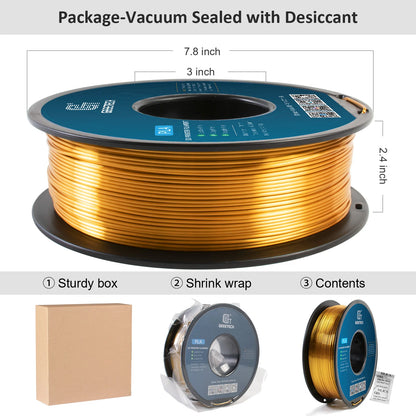 GEEETECH 10Kg 3d Silk PLA Filament 1.75mm Spool Wire For 3D Printer Material,Safety, Vacuum packaging