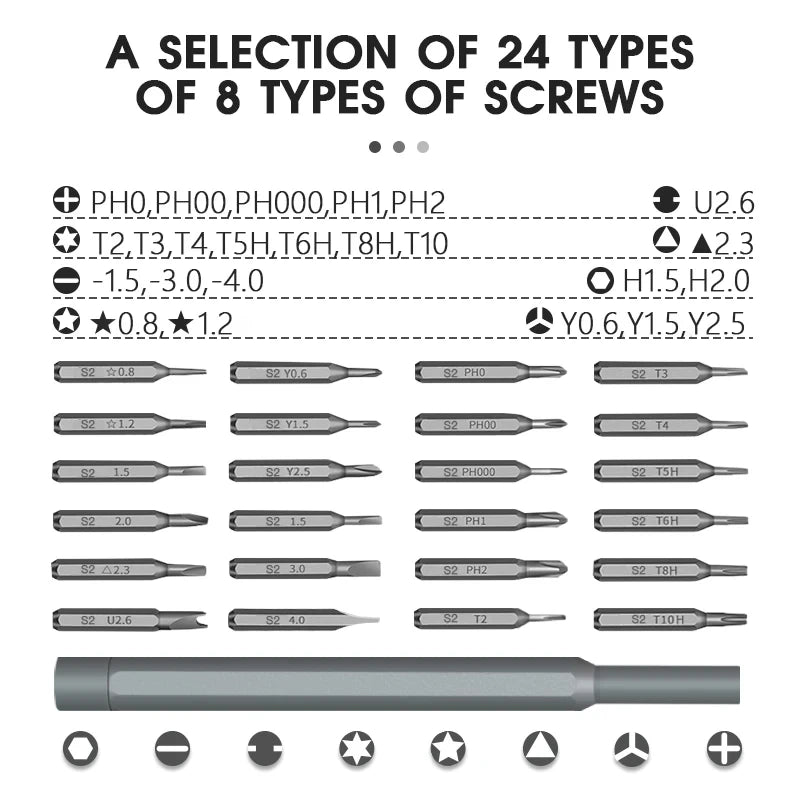 26 in 1 Precision Screwdriver Set Magnetic Screw Driver Bits Multifunctional Mini Repair Tool for iPhone Watch Xiaomi Glasses PC