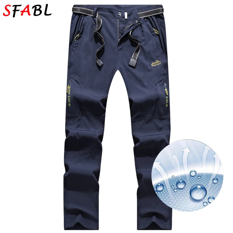 L-5XL Summer Men's Outdoor Hiking Pants Lightweight Quick Dry Fishing Jogging Camping Pants Men Travel Trousers Zipper Pockets