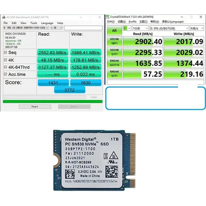 Western Digital WD SN740 SN530 M.2 2230 SSD  1TB 2TB 512GB NVMe PCIe Gen4 x4 For Microsoft Surface Pro X Surface Laptop 3/4