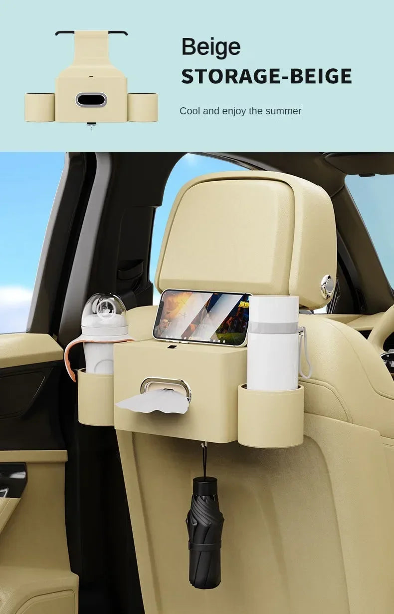 For Tesla Model 3 Y Leather Car Seatback Multi-Functional Storage Box Car Seat Back Organizer Rack Car Seat Rear Tissue Box