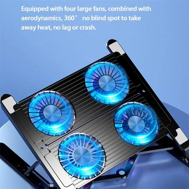 Laptop Desktop Stand Dual Cooling Fans Laptop Cooling Pad Foldable Support Rack Computer Components Laptop Table Folding Holder 