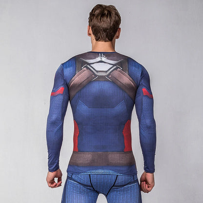 Rashguard Super T-Shirt Men's Long Sleeve Compression Tight Fitness Gym Sports Digital Printing Running Tracksuit Hero Jerseys