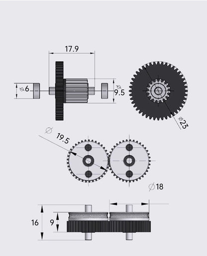 For CR10 CR 10S Ender3 V2 VORON HGX LITE Extruder Dual Gear Extruder Hard Steel Reduction Gear High Speed Motor 3D Printer Parts