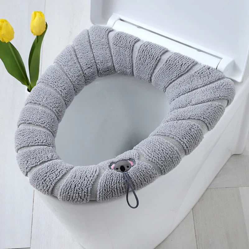 Winter Warm Toilet Seat Cover Waterpoof Soft Closestool Mat Bathroom Pad O-shape Toilet Seat Bidet Toilet Cover Accessories