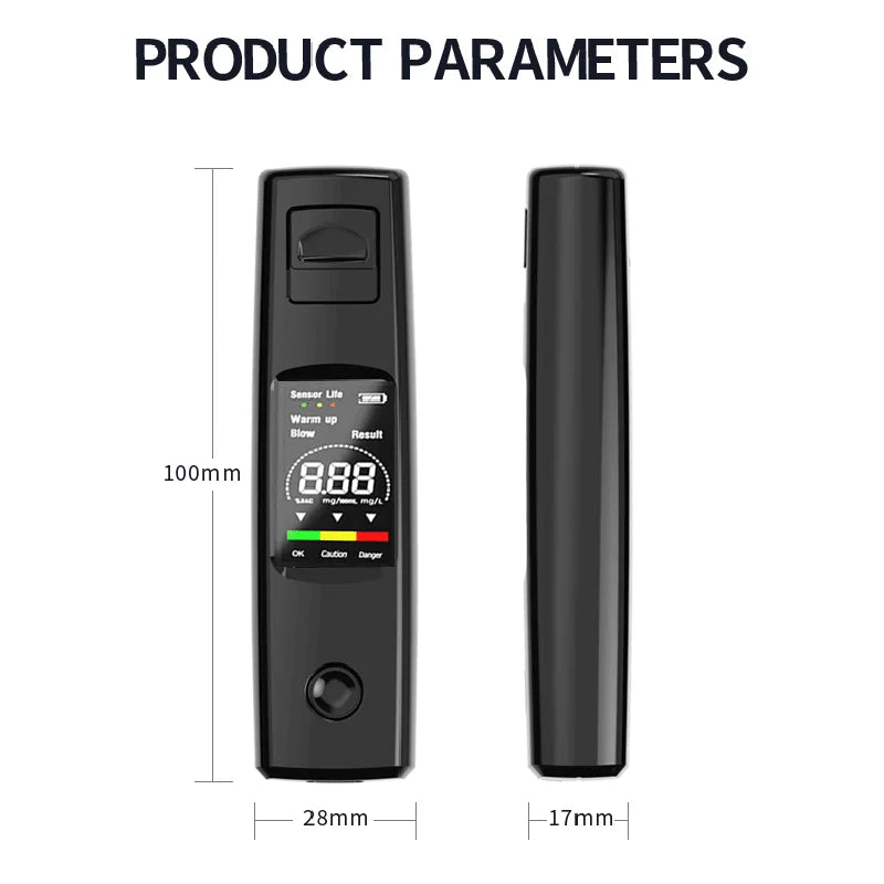 Portable Alcohol Tests Professional High Sensitivity Breathalyzer Alcohol Test Type-C Charging Digital Breath Alcohol Tester