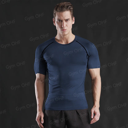 Men Gym Fitness Workout Tights Sport Jersey Athletic Running Shirt Compression Long Sleeve T Shirt Men Elastic Training T-shirt