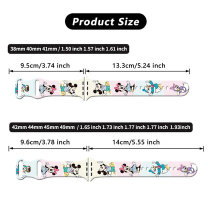 Disney Mickey Printed Strap for Apple Watch 9 8 7 SE Silicone Band Replaceable Bracelet for iWatch 45mm 44mm 42mm 40mm Watchband