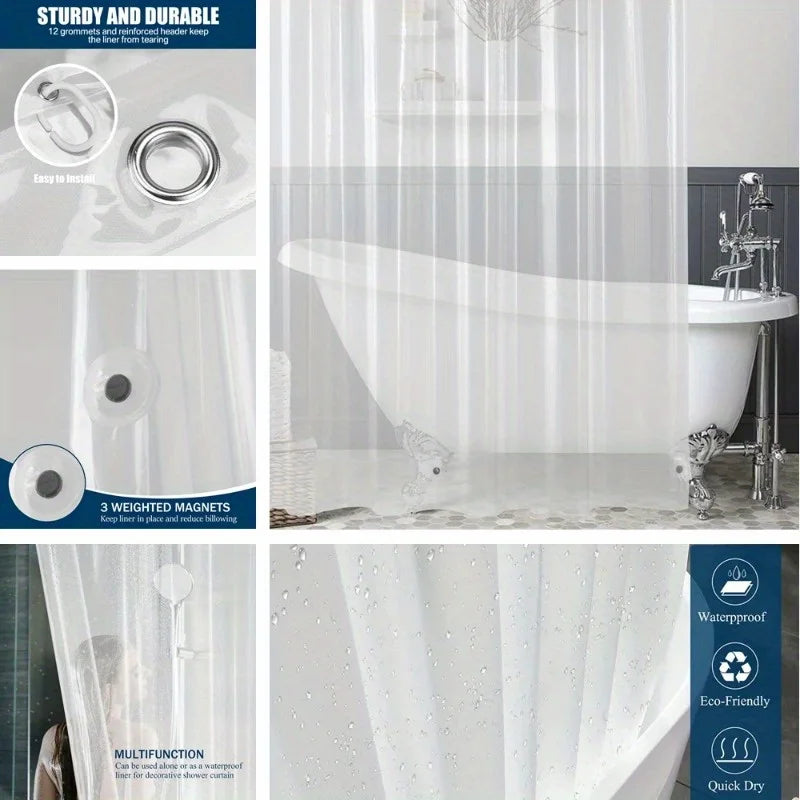 1PC PEVA Shower Curtain Waterproof Plastic Clear Bath Curtains Bathroom Curtains Home Decoration with Hooks