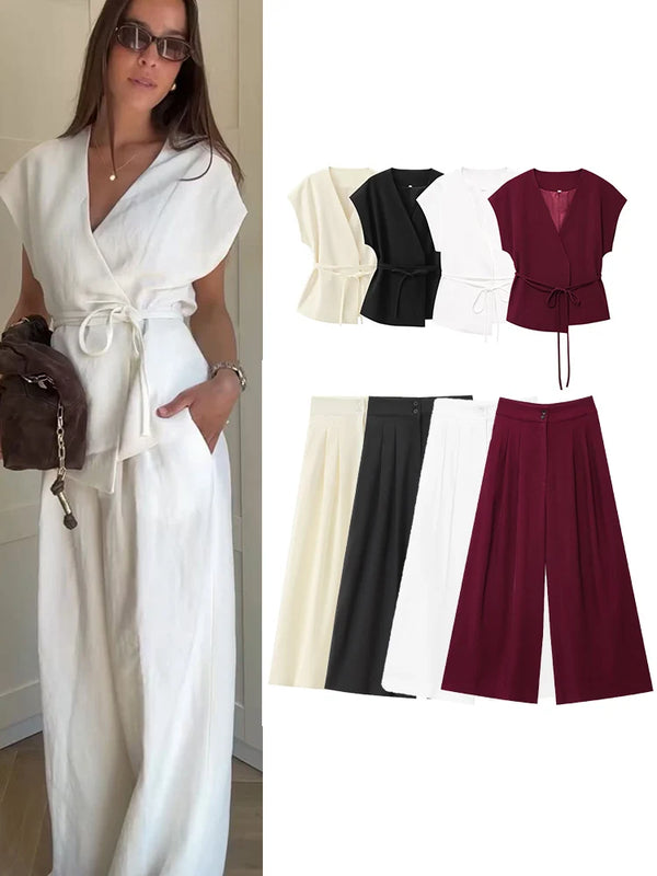 set 2 pezzi Pantaloni da donna e top