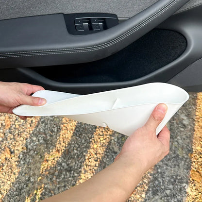 1Set /4 Car Door Handle Storage Box for Tesla Model 3 Highland Door Panel Tray Armrest Organizer Cover Utility Car Accessories